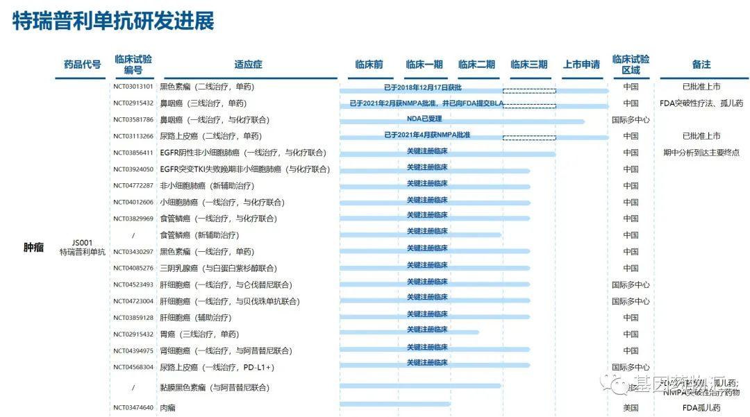 特瑞普利单抗研发进展