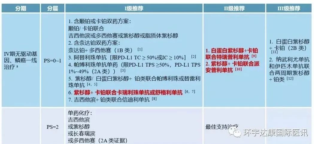 Ⅳ期无驱动基因、鳞癌的一线治疗