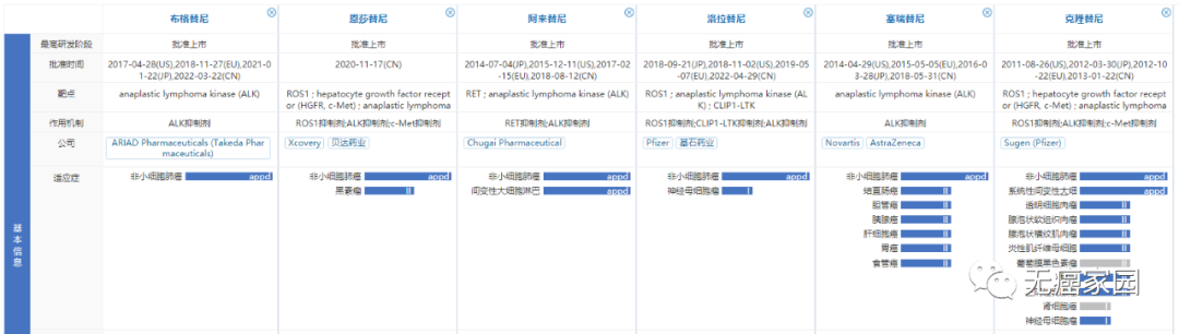 国内上市的6款ALK抑制剂