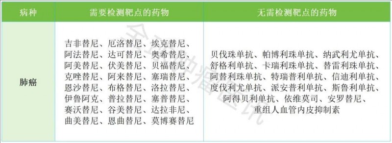 肺癌需要、无需进行基因检测的靶向药