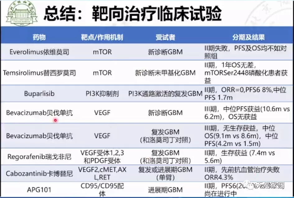 胶质母细胞瘤靶向药物临床试验