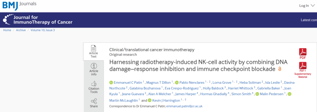 Journal for ImmunoTherapy of Cancer